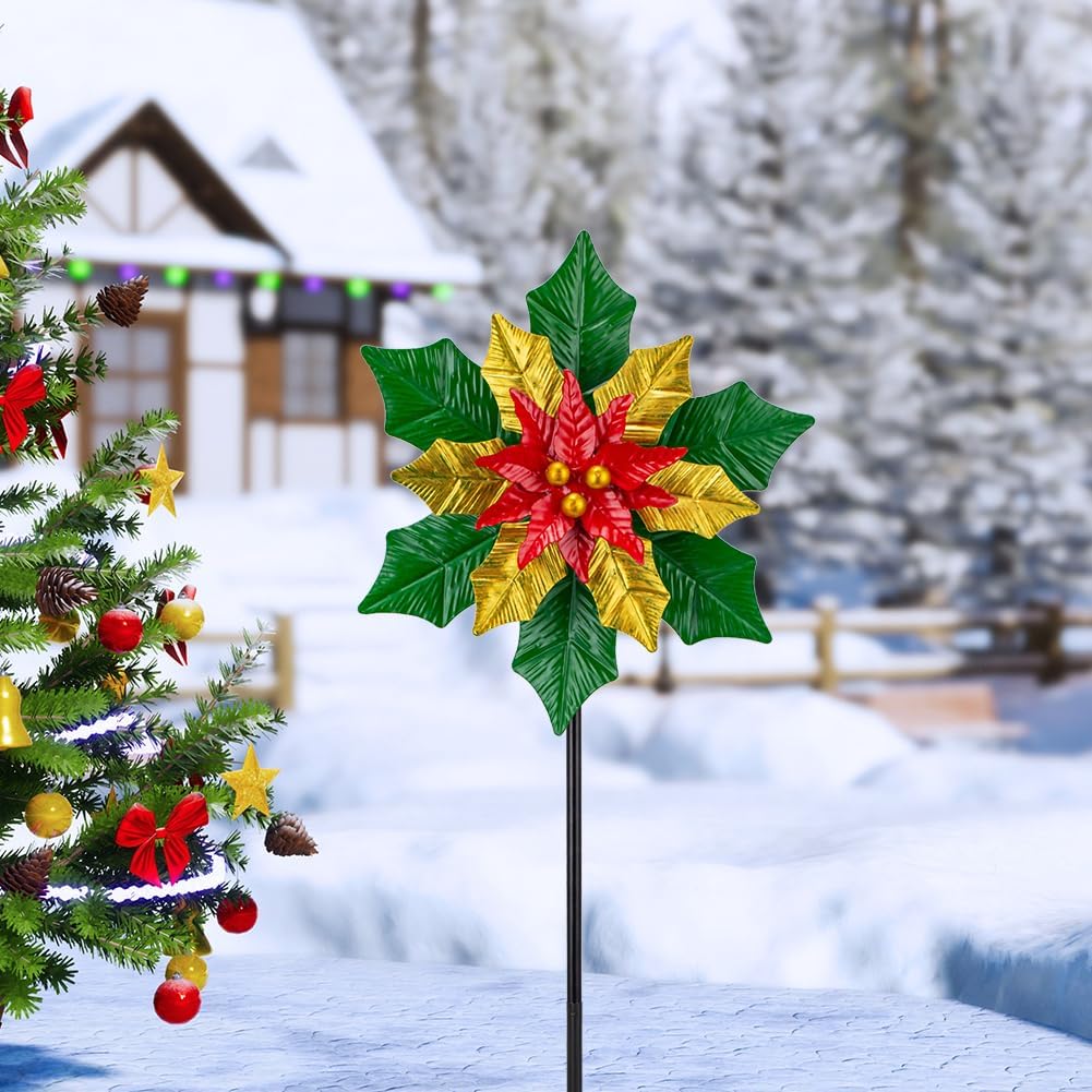 Viveta Christmas Outdoor Wind Spinners, Garden Wind Spinner, Festive Windmill for Yard Garden, Christmas Decorations Outdoor