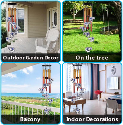 Blue Evil Eye Elephant Wind Chimes Outdoor Decor, Mobile Evil Eye Wind Catcher, Evil Eye Elephant Wind Bells, Blue Evil Eye Amulet Wind Chimes for Home, Gift for Mom, Balcony, Patio, Garden Decoration