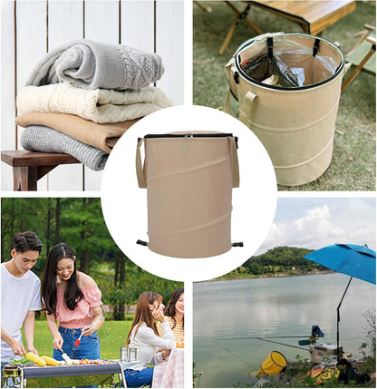 Zunate Collapsible Lawn and Leaf Bag, 24 Gallon Collapsible Trash Can, Reusable Outdoor Yard Waste Leaf Bag Garden Garbage Bin, Garden Garbage Bag with Lid, Lawn and Leaf Bags for