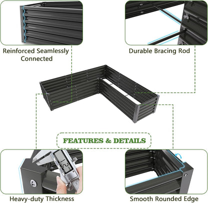 A ANLEOLIFE 8-Pack 70x60x18 in & 74x74x18 in Deep Root Galvanized Raised Garden Beds Outdoor for Planting Vegetables Flowers Herb, Quartz Grey