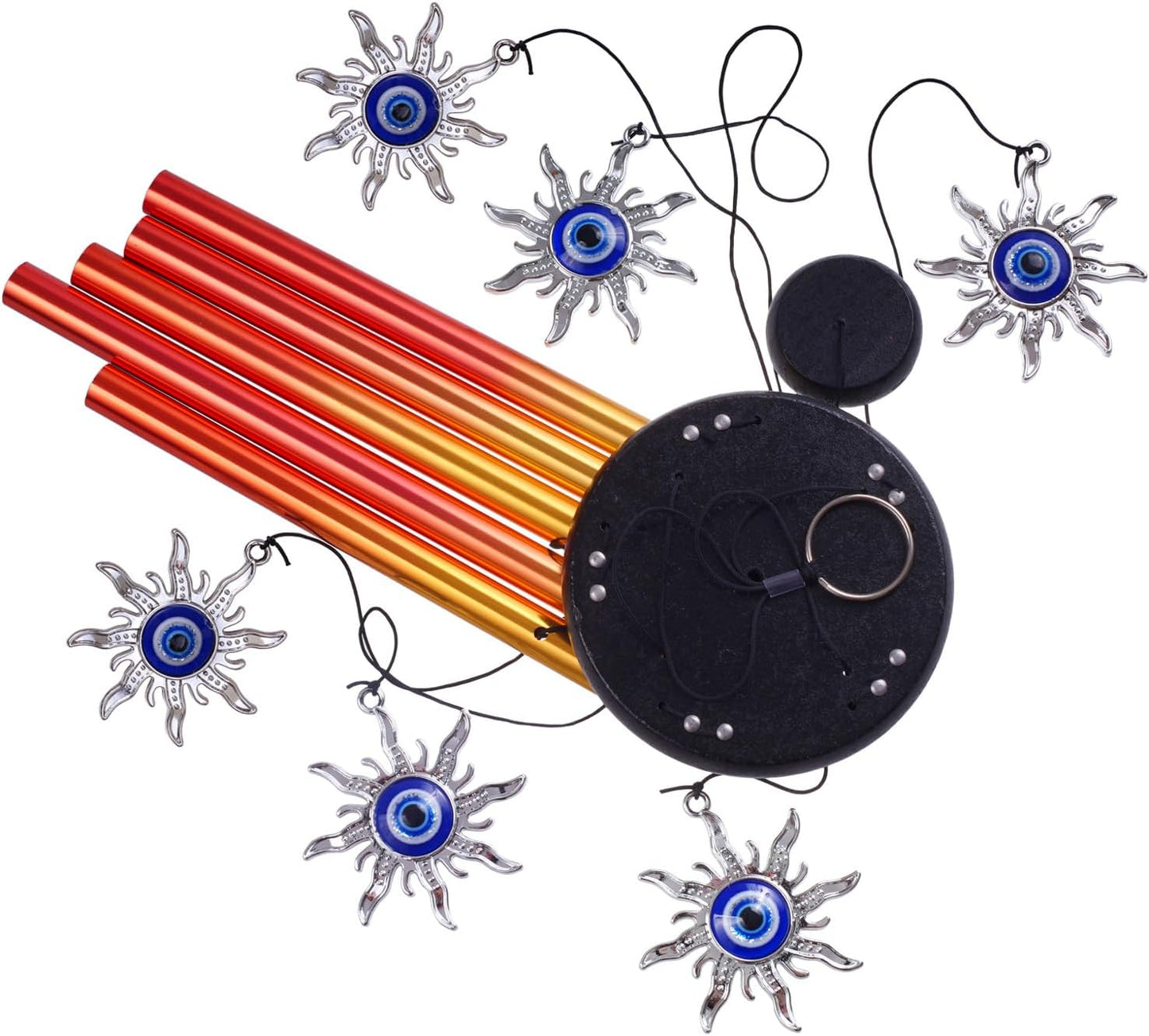 Blue Evil Eye Sun Wind Chimes Outdoor Decor, Mobile Sun Evil Eye Wind Catcher, Evil Eye Sun Wind Bells, Sun Blue Evil Eye Amulet Wind Chimes for Home, Gift for Mom, Balcony, Patio, Garden Decoration