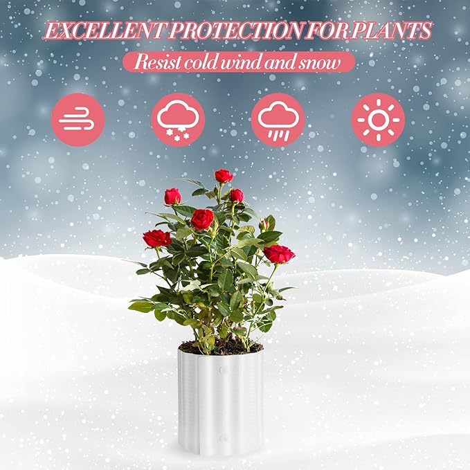 Queekay 12 Pcs Rose Cones for Winter Protection, 16.5 x 9 Inch Winter Rose Collars Bush Cover for Keep Warm, Protecting Plants from Wind Blows Freeze Animals Eating Indoor Outdoor Gardens (White)