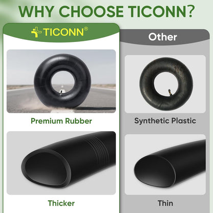 TICONN 15x6.00-6nhs Lawn Mower Tires Inner Tube, 2 Pack Inner Tire Tube for Wheelbarrow Tires, Replacement Tube with TR-13 Straight Valve Stem for lawn mower tires 15x6.00-6, Wheelbarrows, Wagons