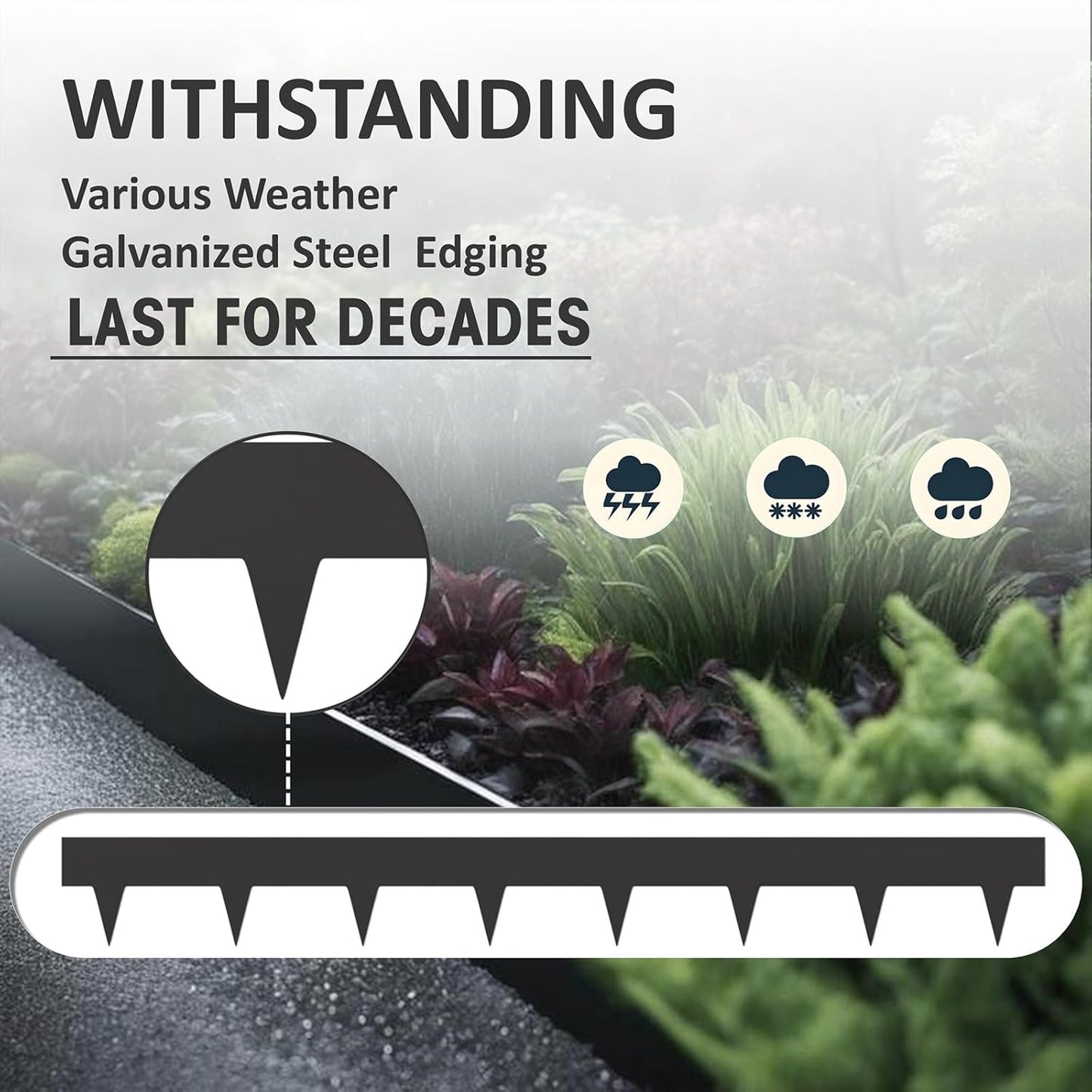33ft. Galvanized Steel Landscape Edging (10-Pack) – 40" Metal Edging for Landscaping with 11 Stakes, Hammer-in Metal Landscaping Edging for Yard Pathway & Flower Beds – Lawn Edge for Garden Design