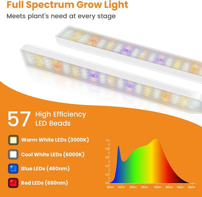 Kullinss Grow Lights for Indoor Plants with Clip, 10W 57 LEDs White Plant Lights for Indoor Growing with 6/12/16H Timer, 3 Color Modes, Full Spectrum Sunlike Plant Growing Lamp for Bonsai, Herbs