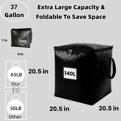 3 Pack 140L Storage Bags for Clothes, Moving Bags Heavy Duty Extra Large with Reinforced Handle, Storage Containers for Organizing Bedding, Blanket, Sheets, Pillows, Toys, Christmas Decorations