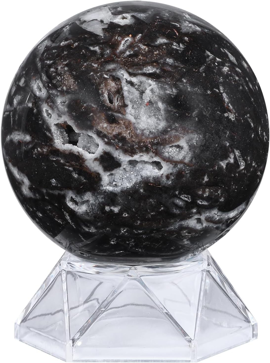 Natural Sphalerite Crystal Ball with Acrylic Display Base, 61-70mm Polished Stone Feng Shui Crystal Sphere Meditation Decoration for Home & Office