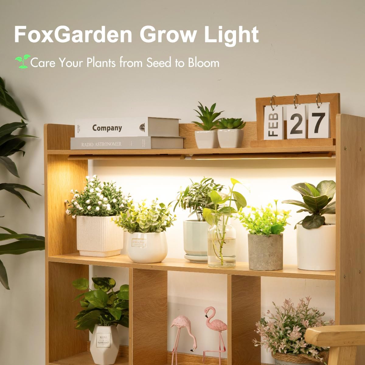 FOXGARDEN Bamboo Grow Light Strip for Indoor Plants, Full Spectrum 192 LED Bright Plant Light with Auto On/Off Timer 4/8/12H, 10 Dimmable Brightness, 2 Strips with 1 Controller