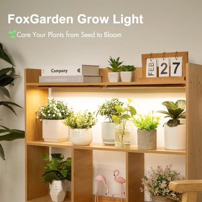 FOXGARDEN Bamboo Grow Light Strip for Indoor Plants, Full Spectrum 192 LED Bright Plant Light with Auto On/Off Timer 4/8/12H, 10 Dimmable Brightness, 2 Strips with 1 Controller