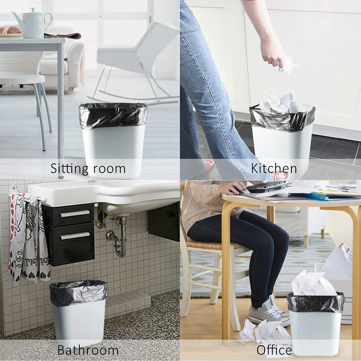 Teivio 2.6 Gallon 320 Counts Strong Trash Bags Garbage Bags, Bathroom Trash Can Bin Liners, Small Plastic Bags for Home Office Kitchen Kitchen (Black)