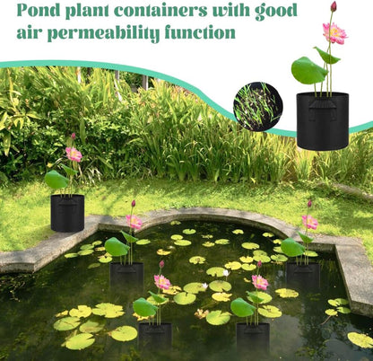 6 Pcs Lily Plant Pots for Pond, 1 Gallon Aquatic Pond Planter, Breathe Reusable Grow Bags with Handles for Aquatic Plants, Water Lily, Lotus, Potato,Onion,Flowers