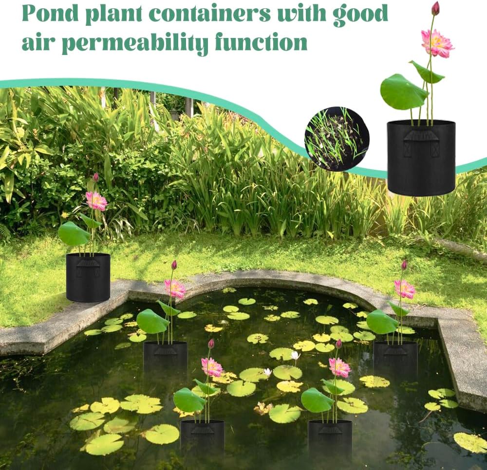 6 Pcs Lily Plant Pots for Pond, 2 Gallons Aquatic Pond Planter, Breathe Reusable Grow Bags with Handles for Aquatic Plants, Water Lily, Lotus, Potato,Onion,Flowers