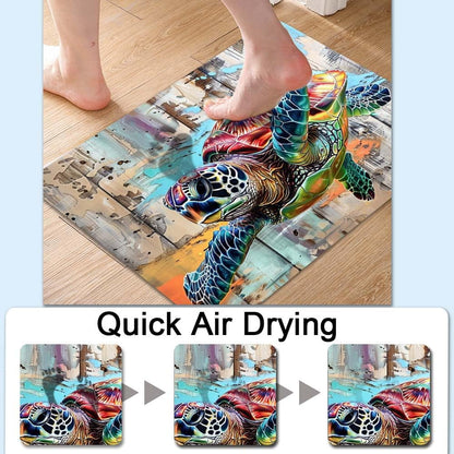 Bath Mat-Bathroom Rug，Sea Turtle in Flight-Absorbent Non Slip Quick Dry Stain Resistant Easy to Clean Care Shower Rug for Bathtub Shower Room 17×27.5Inch (43 * 70cm)