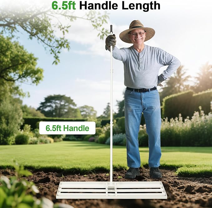 36"x12" Lawn Leveling Rake Heavy-Duty Galvanized Steel Lawn Leveler with an Adjustable 78'' Extra Long Handle Lawn Leveling Tool for Yard,Backyard,Garden,Golf,Farm,Pasture (36"x12")