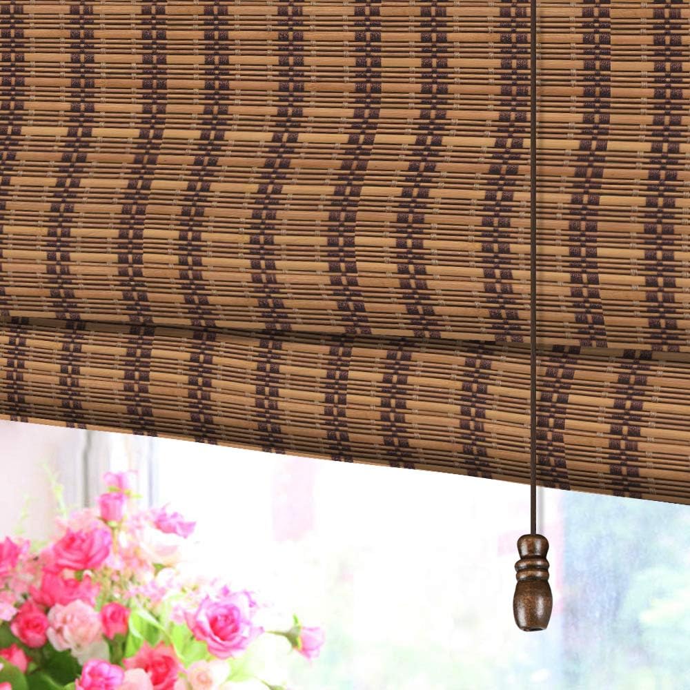 LETAU Wood Window Roman Shades, Bamboo Light Filtering Window Blinds for Indoor Home, Office, Kitchen, Pattern 10