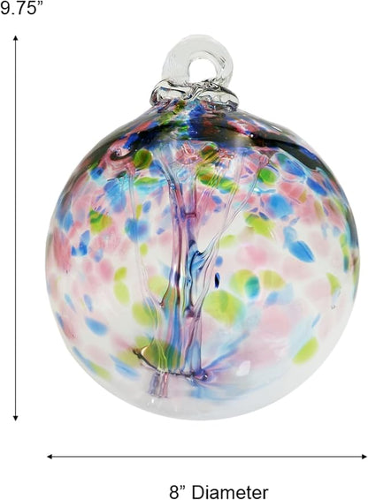Dale Tiffany Hand Blown Glass, 8" Diameter Hope, Tree of Life Collection, Witch Globe Hanging Garden Indoor/Outdoor Decorative Ornament Gazing Ball