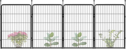 FXW Garden Fence Outdoor for The Yard – 40in(H) x 9.1ft(L) Heavy Duty Metal Animal Barrier for Dog and Rabbit, Decorative Dog Fence, 4 Panels, Black