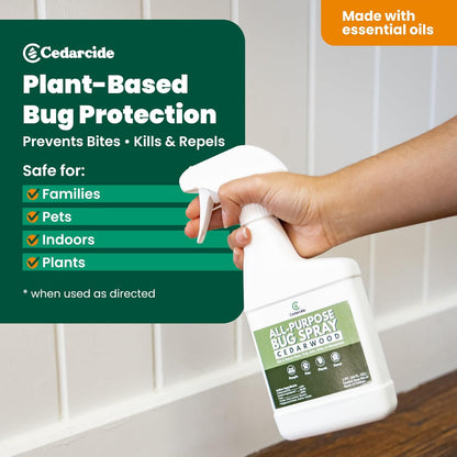 Cedarcide All-Purpose Bug Spray | Kill and Control Mosquitos, Fleas, Ticks, Ants | Made with Natural Essential Oils | Use on People, Pets & Kids (Cedarwood, Pint (16 Oz.))