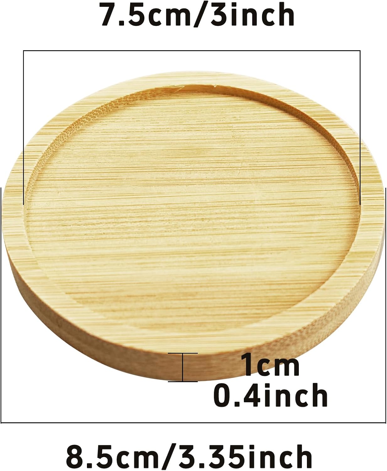 6Pcs 3” Bamboo Plant Saucer, Round Pot Tray for Indoor Planters, Succulent Holder Drainage Tray, Versatile Coaster Set for Home Office Decor