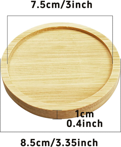 6Pcs 3” Bamboo Plant Saucer, Round Pot Tray for Indoor Planters, Succulent Holder Drainage Tray, Versatile Coaster Set for Home Office Decor