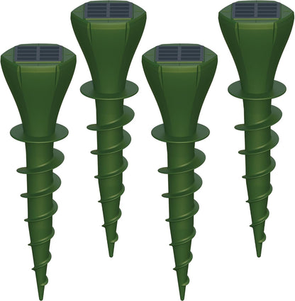 4 Packs Solar Mole Repellers, Gopher Deterrent Device with Vibrating Motor & Spiral Drill Ground Stake, IP65 Waterproof Lawn Garden Yard Pest Repellents Driving Away Vole Groundhog Snakes