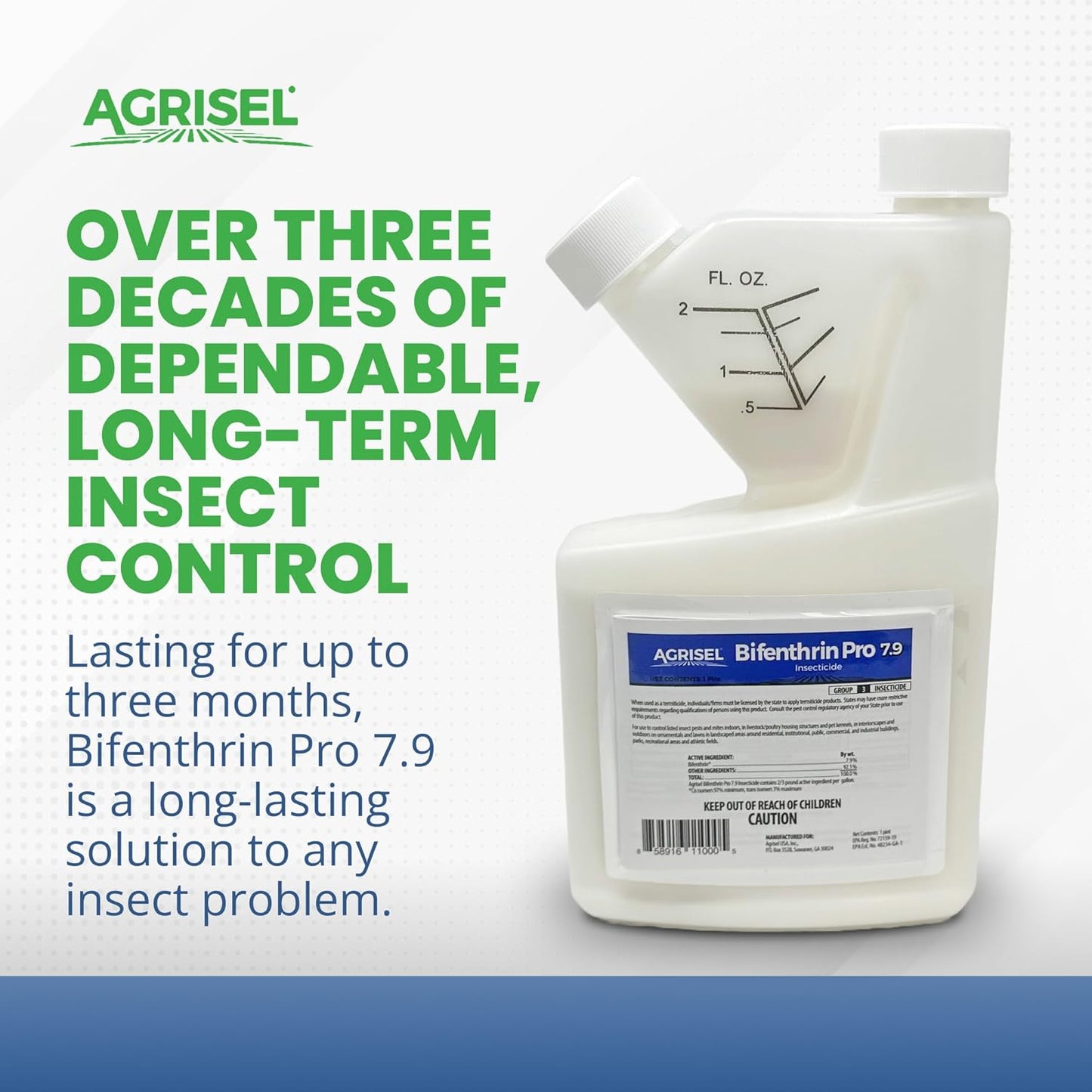 Bifenthrin Pro 7.9, Insect Control, Safe for Plants & Crops, Insecticide, Effective Against 125+ Insects, Includes 3-Pack of Agrisel Protective Gloves, 1 Gallon