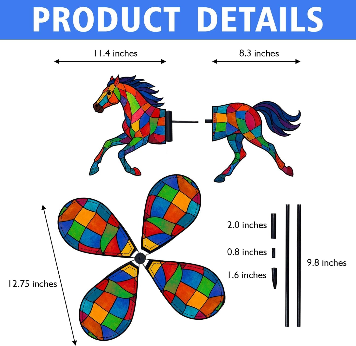 Horse Petite Spinner Outdoor, Horse Wind Spinner for Yard and Garden