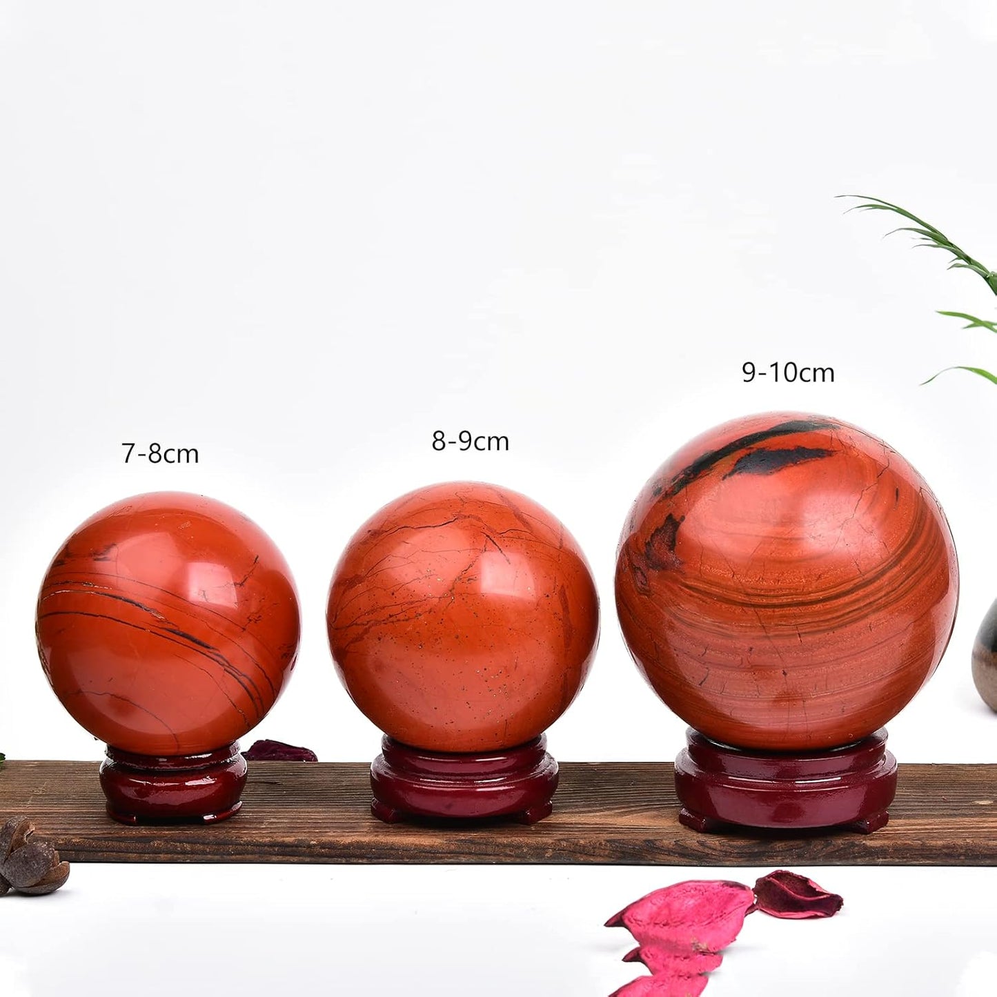 JIC Gem Natural Red Jasper Healing Crystal Ball Divination Gemstone Sphere Ball,Feng Shui Reiki Aura Home Desk Decor (80-90mm)