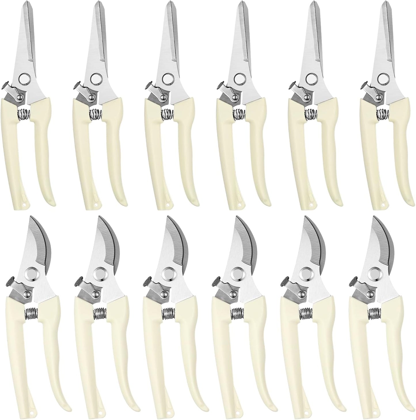 12 Pcs Garden Shears Flower Scissors Pruning Shears Floral Garden Clippers Hand Pruners Branch Cutter Gardening Tools for Plants Cutting, Trimming, Fruits Picking(Bypass, Straight)
