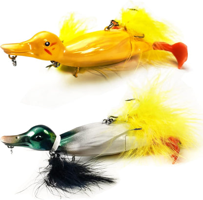 Duck Lures for Bass Fishing, Realistic Topwater Baby Duckling Baits Floating Artificial Hard Swimbaits for Pike Musky Catfish Freshwater Saltwater Fishing, 4.8 inch