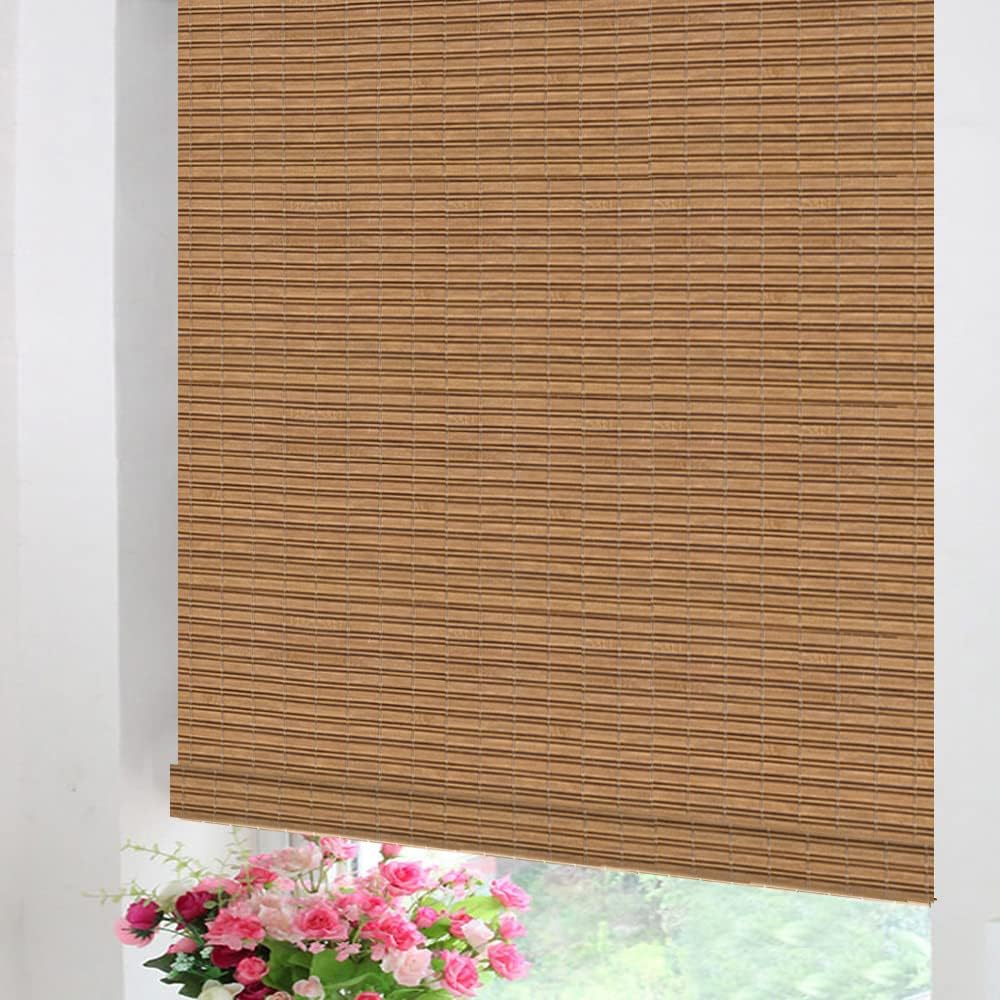 LETAU Cordless Wood Window Roller Shades, Bamboo Light Filtering Window Blinds for Indoor Home, Office, Kitchen, Pattern 5