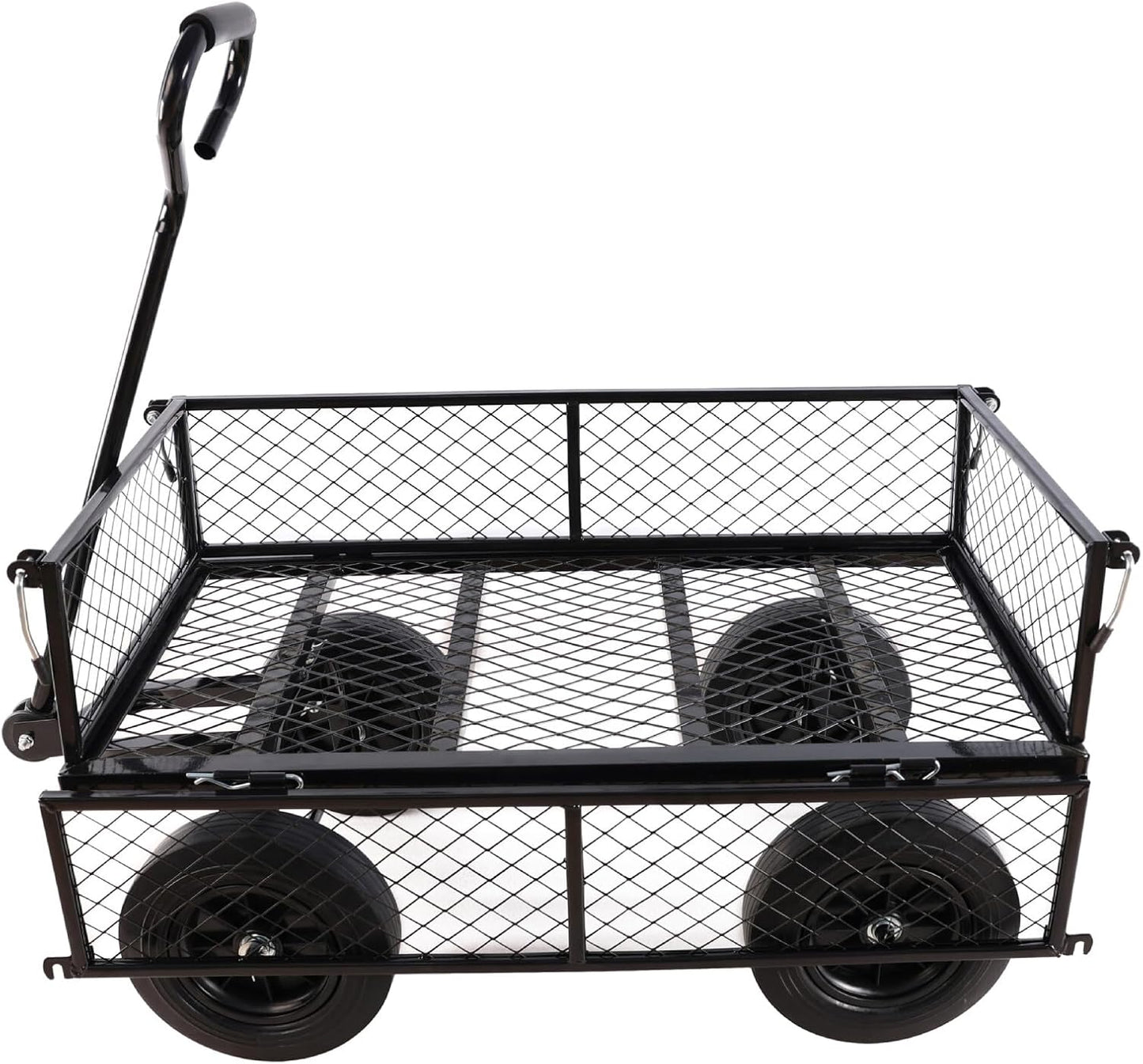 Heavy-Duty Solid Tire Garden Dump Cart - 4.86 cu. ft. Yard Wagon Cart with 600 LBS Capacity & Spacious Mesh Bed (37" x 19.5") - No-Flat Tires, Utility Wagon