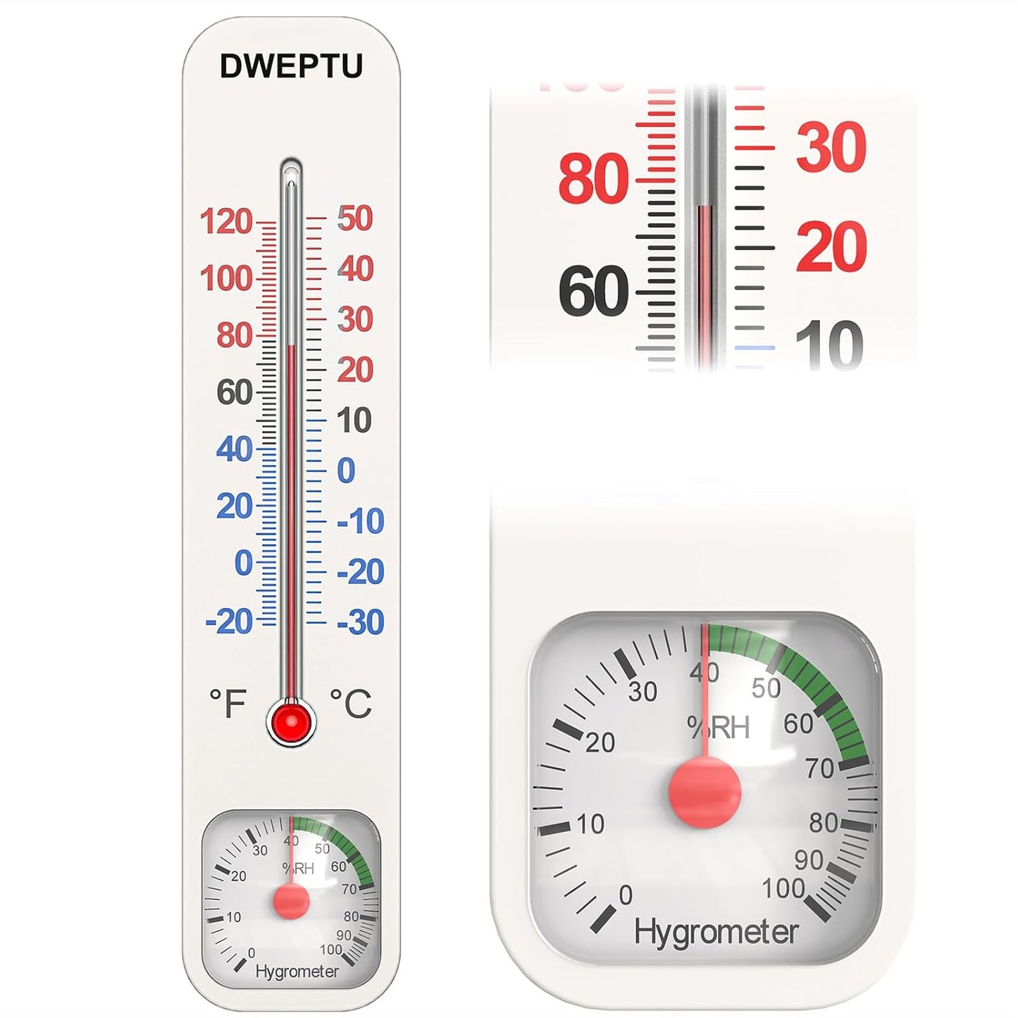 Outdoor/Indoor Thermometer Hygrometer Humidity Monitor Temperature Humidity Gauge Meter with Celsius/Fahrenheit (℃/℉) for Patio Field Cellar Garden Humidors Greenhouse Closet by DWEPTU
