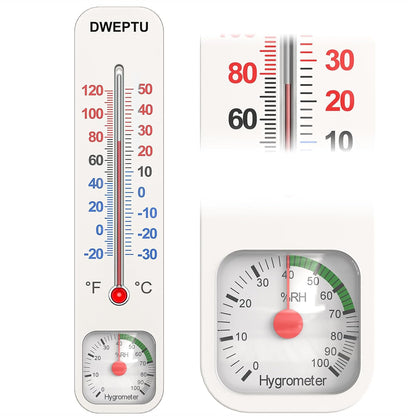 Outdoor/Indoor Thermometer Hygrometer Humidity Monitor Temperature Humidity Gauge Meter with Celsius/Fahrenheit (℃/℉) for Patio Field Cellar Garden Humidors Greenhouse Closet by DWEPTU
