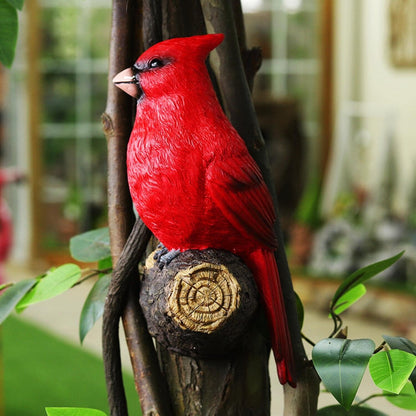Tree Hugger Cardinal, Large Red Bird Garden Statue, Resin Figurine Hanging Tree Face Sculpture Yard Ornament
