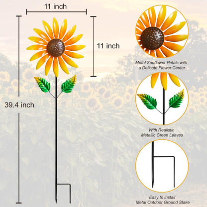 Sunflower Wind Spinner for Garden Decor - 40" Metal Wind Spinners Outdoor, 360° Rotating Windmill Yard Art, Kinetic Wind Sculptures for Home Lawn Backyard Patio Decor, Gifts for Garden Lovers
