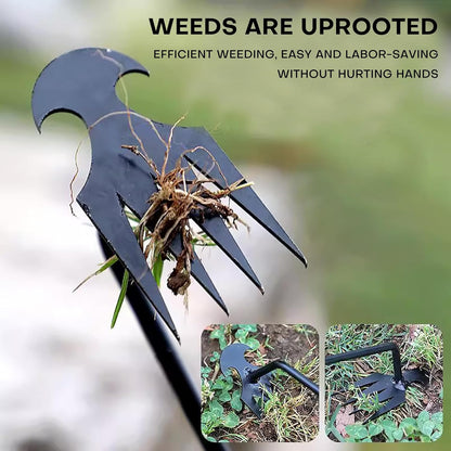 Garden weeding tool 4-tooth manganese steel forged manual weeder Portable root weeding tool Suitable for vegetable gardening backyard farm planting 19.7-inch gardening weeding tool (2-pack)