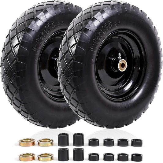 MZREXN 4.80/4.00-8" Flat Free Tire and Wheel, 16" Universal Solid Wheelbarrow Tires, with 5/8" &