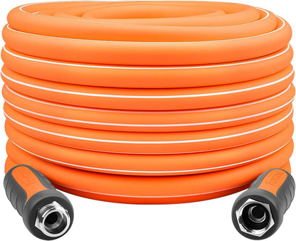 Fevone 105 ft x 5/8" Heavy Duty Garden Hose, Drinking Water Safe, Flexible & Kink-Free Hybrid Polymer Water Hose, Lightweight Outdoor Hose with swivel handles and 3/4" Solid Aluminum Fittings
