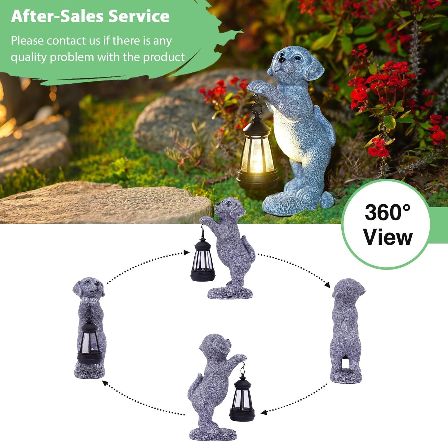 Goodeco Dog Statue with Solar Lantern - Perfect Dog Garden Statues Outdoor Decor & Ornament for Mom, Housewarming Gifts and as Yard Decorations