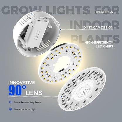 Barrina Orbgrow OG09 Puck LED Grow Light with 660nm Red LEDs, 54W(6 x 9W, 810 Watt Equiv), Plant Lights for Indoor Plants Full Spectrum, Magnetic & Linkable, Small Grow lamp for Plant Shelf, 6 Packs