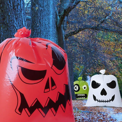 Halloween Pumpkin Lawn Bags, Large Reusable Leaf Bags with Twist Ties, Fall Outdoor Decorations, 8 Pack 24 * 30 Inch