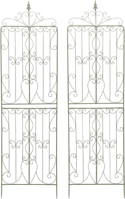 Sungmor 2 Pack Large Garden Trellis for Climbing Plants, 92.5 Inch Tall Rustic Green Garden Metal Trellis, Decorative Trellis for Outdoor Rose Vines Cucumbers Support, Greenhouse, Flowerbed, Backyard