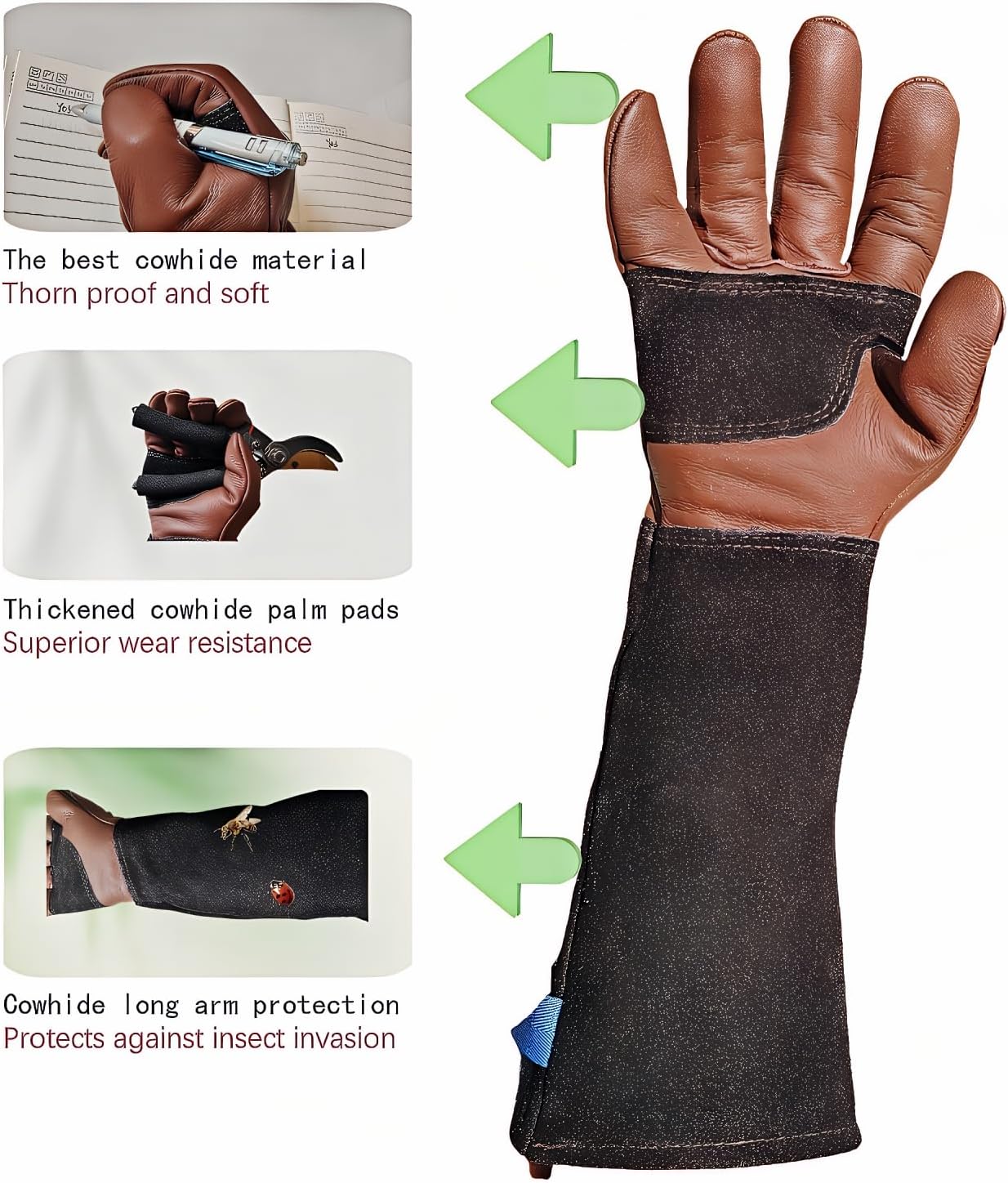 Gardening Gloves for Women/Men,Rose Pruning Long Leather Garden Gloves Thorn Proof