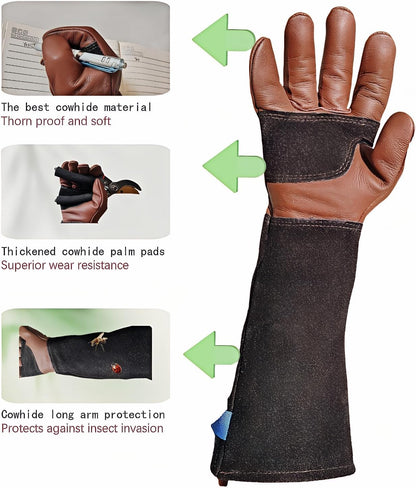 Gardening Gloves for Women/Men,Rose Pruning Long Leather Garden Gloves Thorn Proof