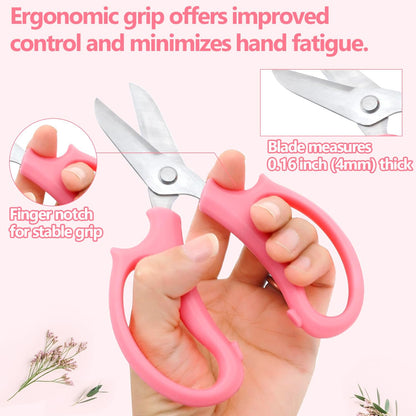 12 Pcs Flower Scissors, Stainless Steel Floral Shear, Premium Garden Pruning Shears, Sharp Garden Scissors, Flower Shears for Fresh Flowers Gardening (Blue, Green, Pink, Violet)