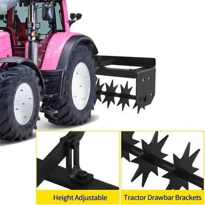 Tow Behind Lawn Aerator, 32" Heavy-Duty Core Aerator Tool, Manual Lawn Aerator, Plug Aerator with Universal Hitch, Rolling Aerator for Effective Soil Aeration and Lawn Health