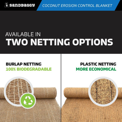 Sandbaggy Coconut Erosion Control Blanket – 3.75 ft x 120 ft Coir Mat for Soil Retention, Slope Stabilization, Plant Growth & Ground Cover – Ideal for Hillsides & DOT Projects - 5 Rolls (2,250 sq ft)