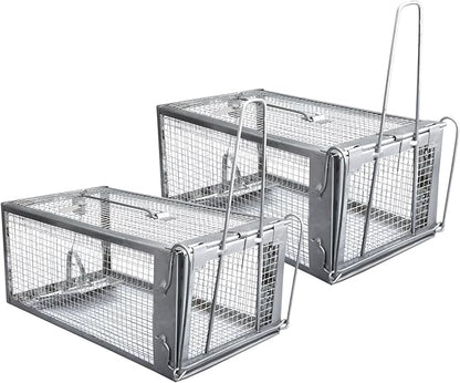Gingbau 2-Pack Rat Traps Live Chipmunk Trap Cages for Indoor and Outdoor Use