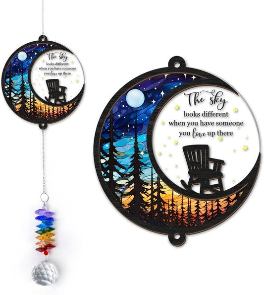 Memorial Suncatcher - Moon Chair Ornament - Sympathy Gift for Loss of Loved One - Bereavement Gifts